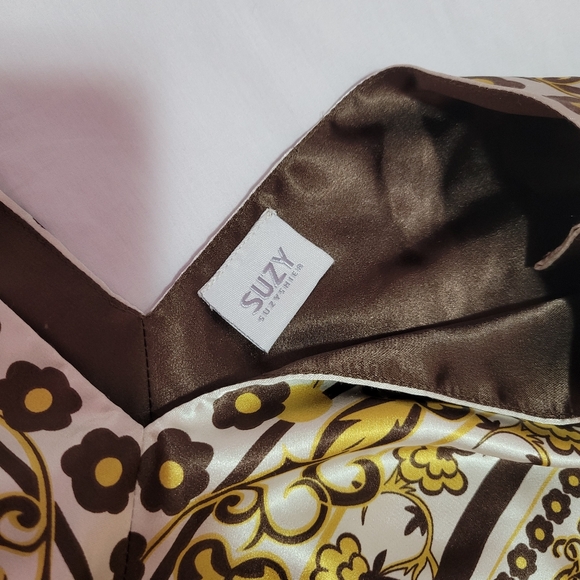 SUZY gold & brown floral patterned satin camisole top - Picture 4 of 9